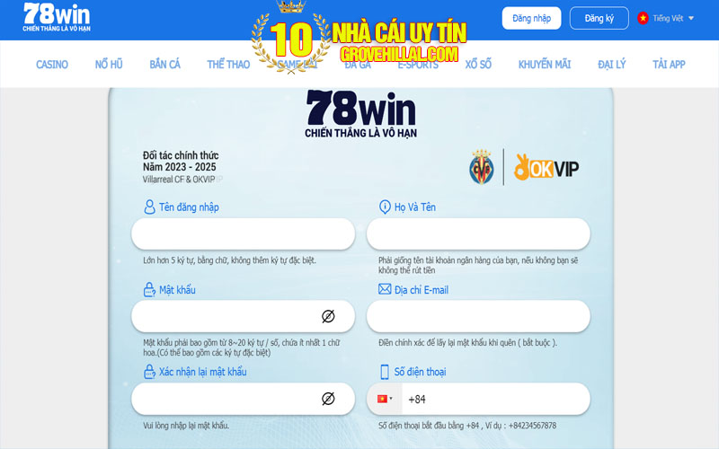 Đăng ký 78win