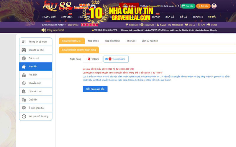 Mu88 nạp tiền